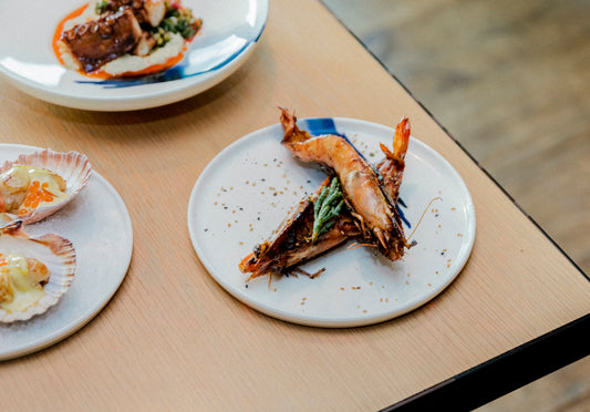 Skull Island prawns with dashi butter, shoyu sesame and samphire